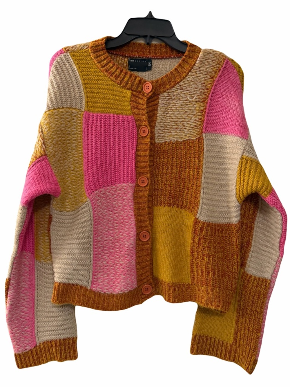 ASOS Design Fall Patchwork Knit Cardigan Oversized fits XS-M/L